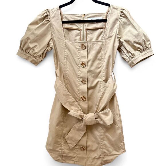 Elliatt x REVOLVE Vanessa Dress Sand sz S, Puff Sleeve, Quiet Luxury Mini - Picture 3 of 13